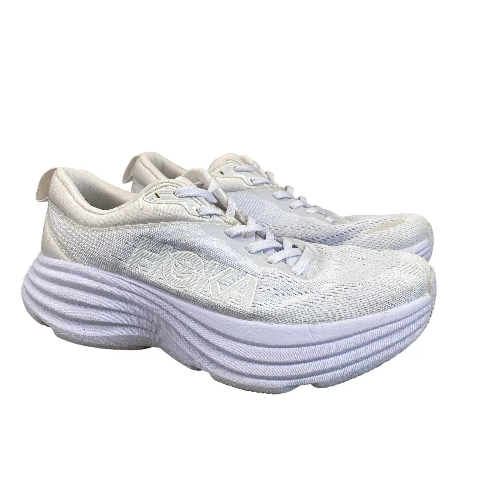 Hoka Low Top Sneakers Hoka One One Bondi 8 Running Sneakers Shoes Men's 7D White