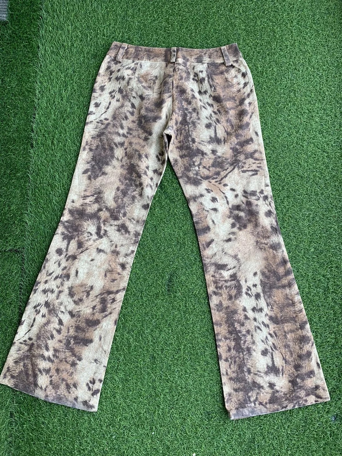 Designer Pants Designer Vintage Grace Continental Leopard Print Flare Brown