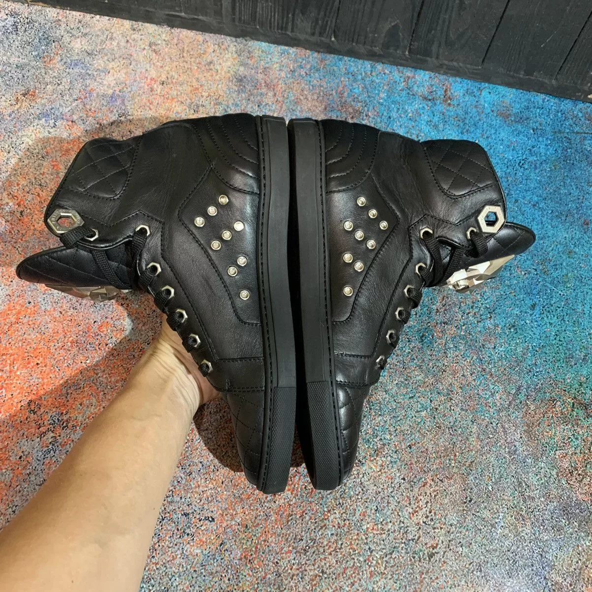 Philipp Plein Hi Top Sneakers Philipp Plein Women’s Leather Sneakers Size 38 Black Luxury