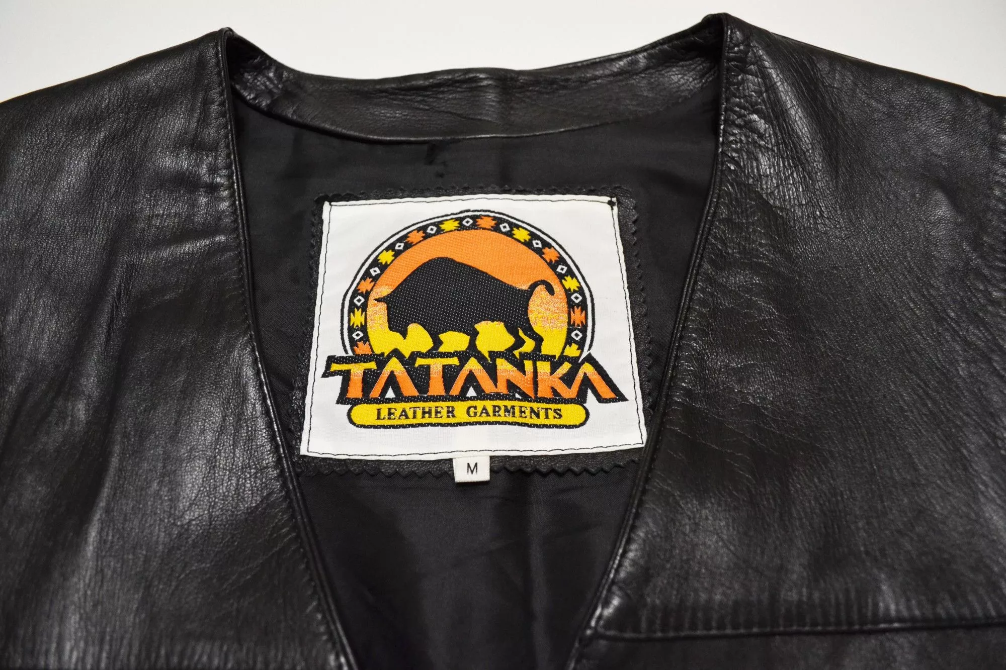 Genuine Leather Vests Genuine Leather × Handmade Tatanka Leather Vest Jacket Black