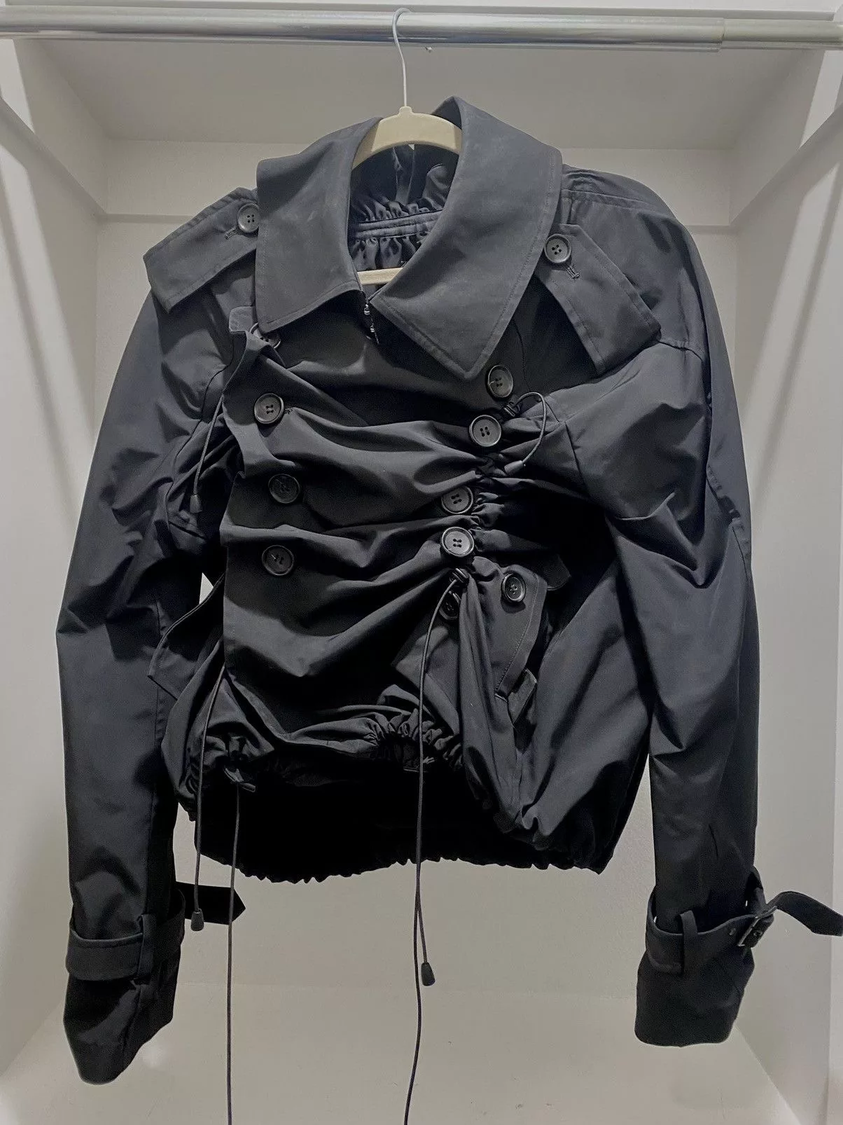 Comme des Garcons Jackets Comme des Garcons × Junya Watanabe Junya Watanabe Button down cinched jacket Black