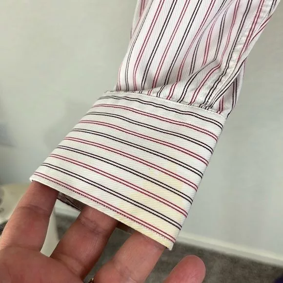 Versace Shirts Button Ups Versace Collection Striped Button Down Embroidered Logo Men'