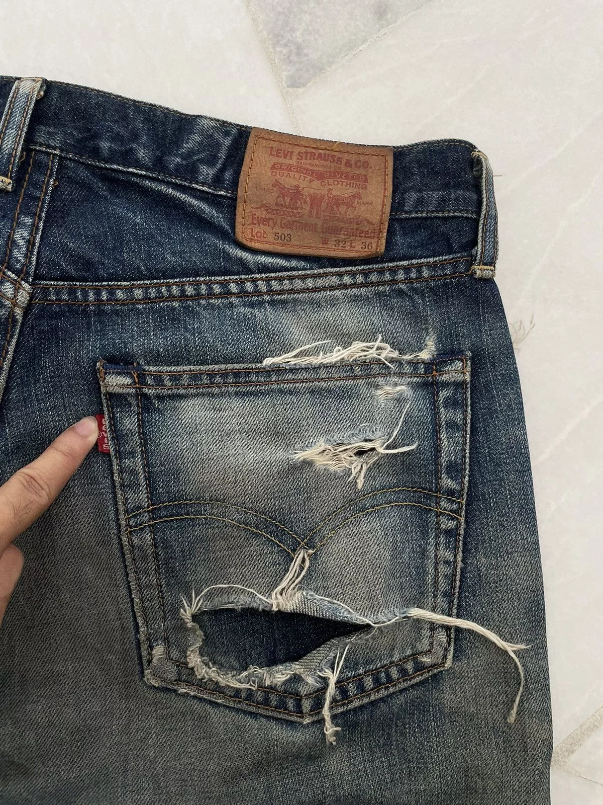Levi's Denim Levi's × Vintage VINTAGE 90s LEVIS THRASHED & DISTRESSED JEANS Blue Streetwear