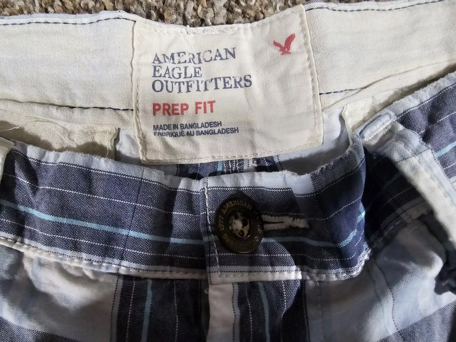 Designer Shorts Designer American Eagle Prep Fit Men's 36 Blue Plaid Shorts