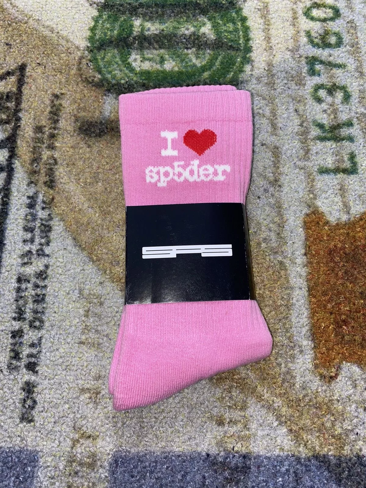 Sp5der Socks Underwear I Love Sp5der Sock (LARGE XLARGE) Pink