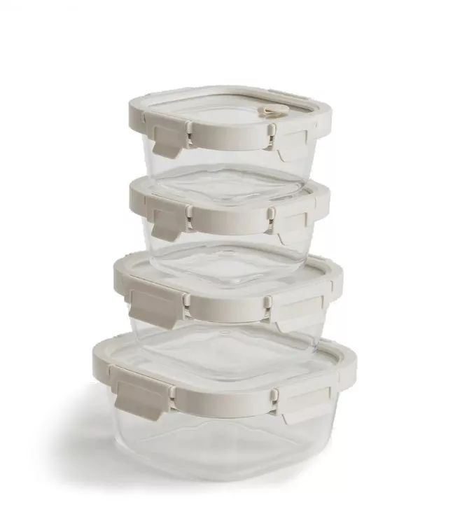 Vanilla Square Glass Container Set