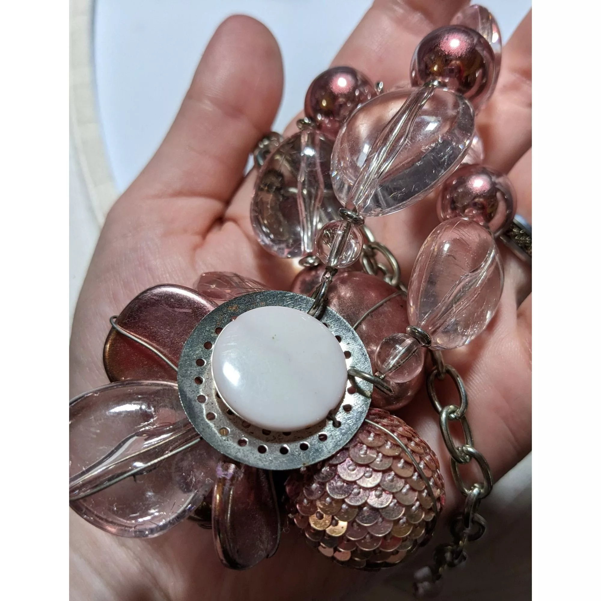 Other Necklaces Other Pink Metallic Floral Statement Necklace