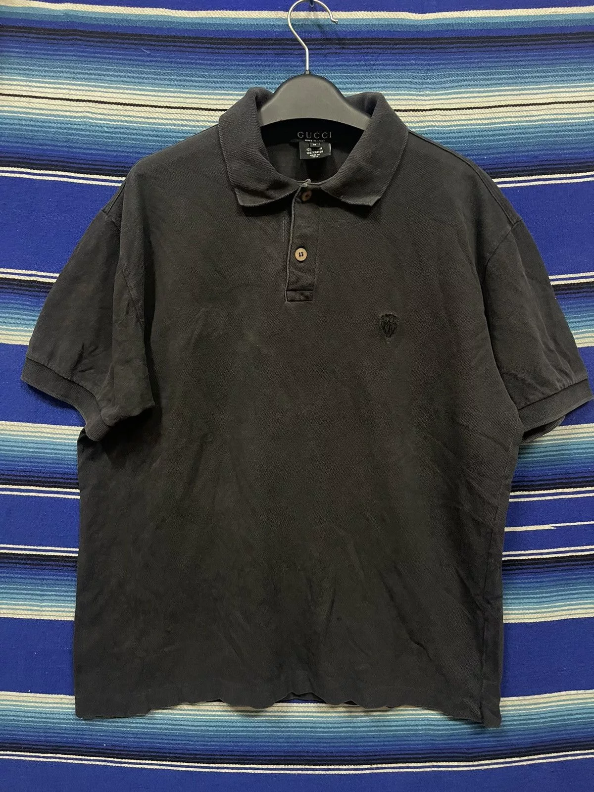 Gucci Polos Gucci × Vintage Vintage GUCCI Polo Black Shirt Faded