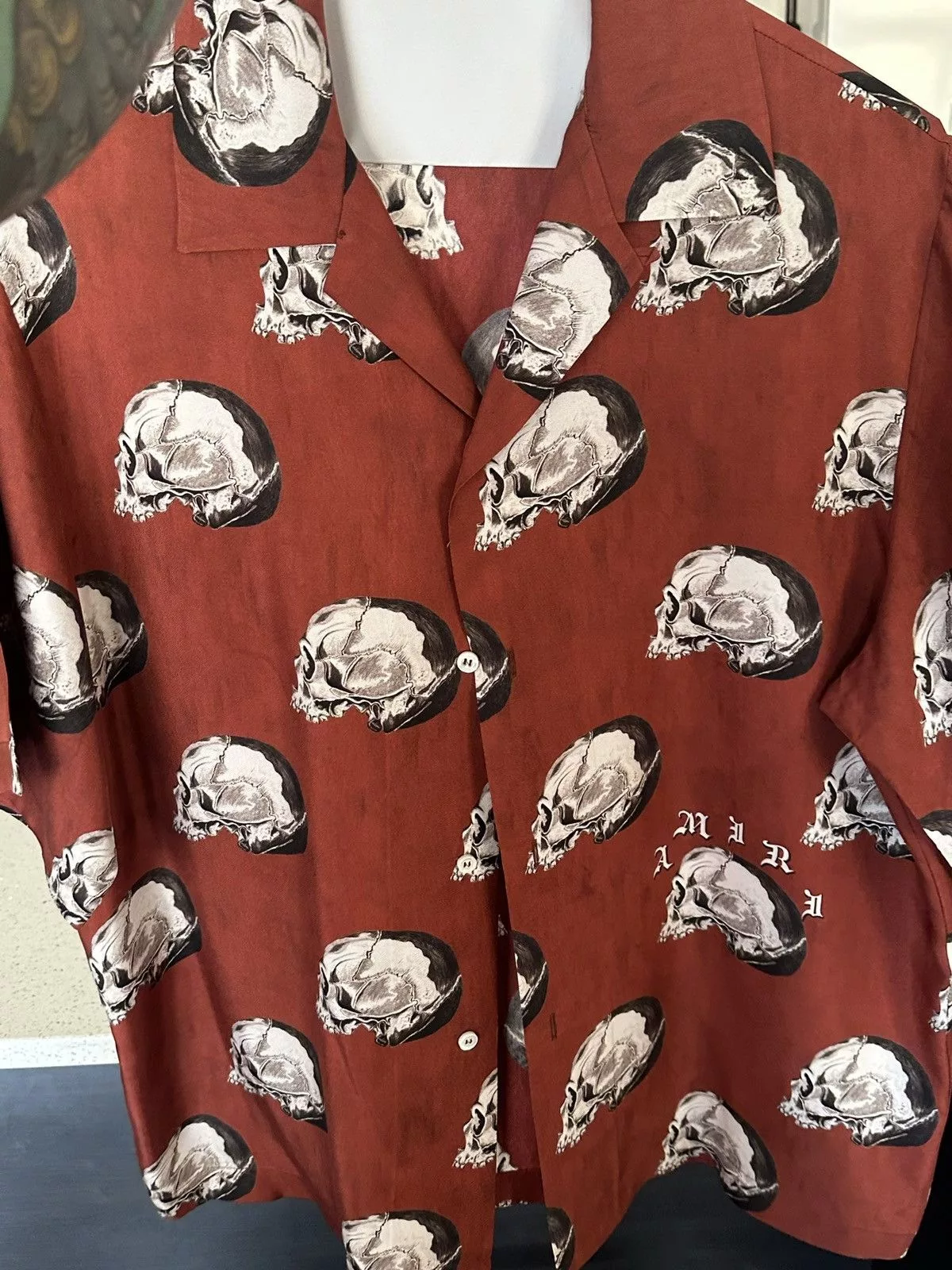 Amiri Shirts Button Ups Amiri skull shirt silk Red