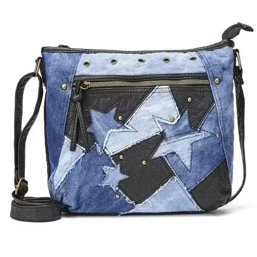 Other Tote Bags Other Star Patchwork Leather Handbag Blue Streetwear