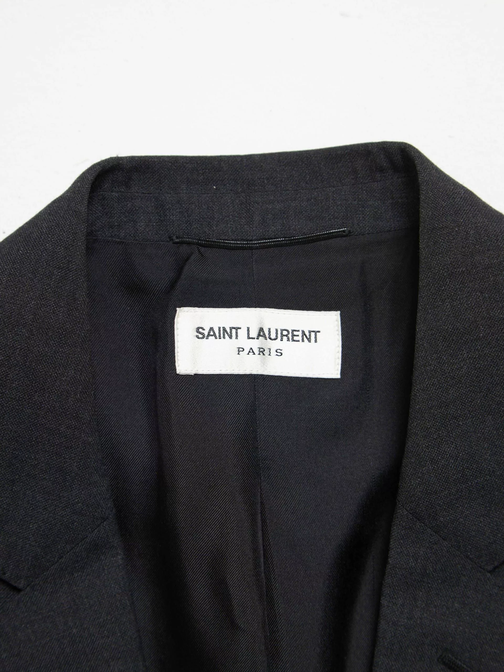 Saint Laurent Paris Light Jackets Saint Laurent Paris Dark Gray Black Button Classic Woolen Blazer