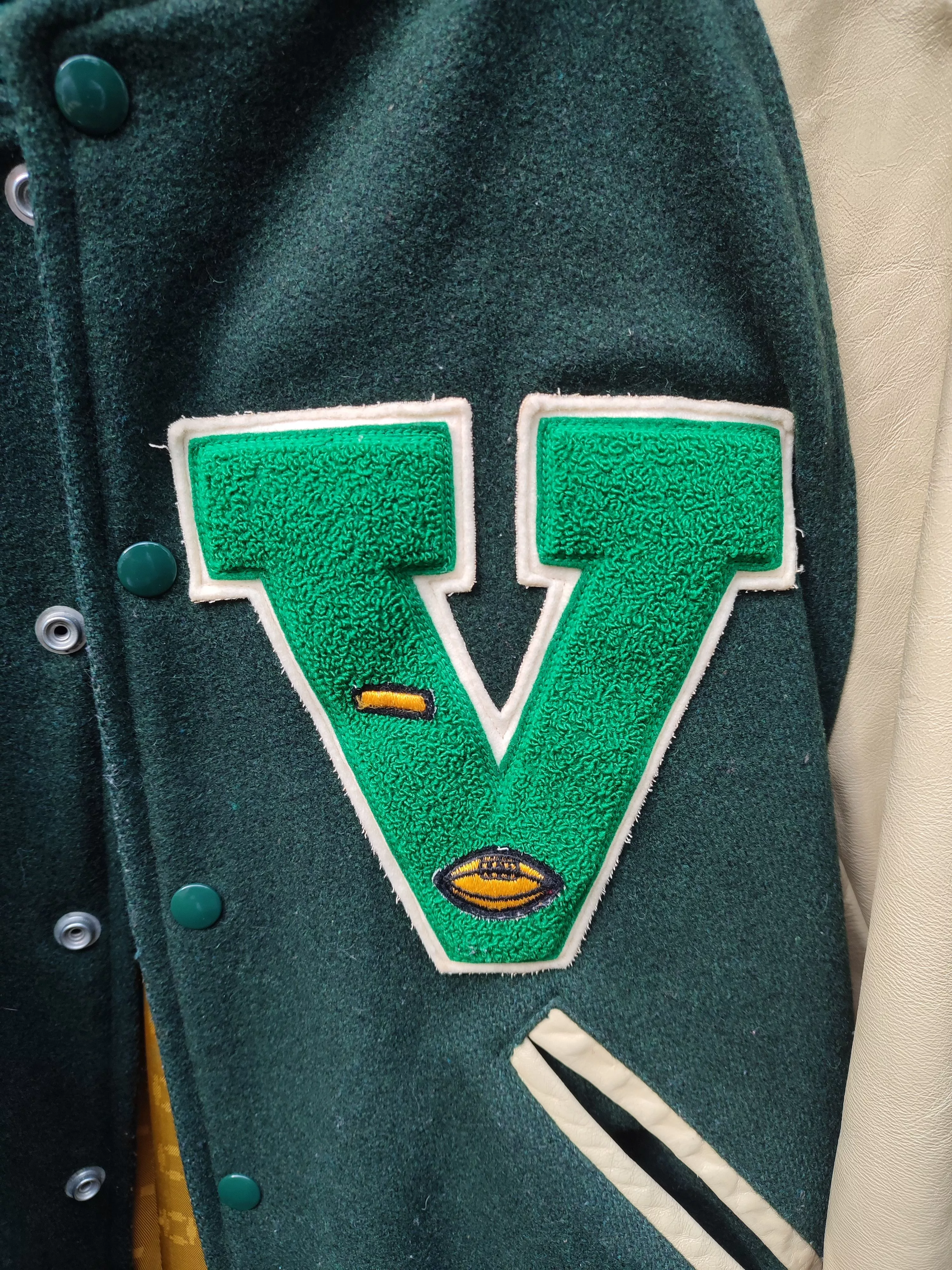 Vintage Light Jackets Vintage 70s Varsity jacket bottle green