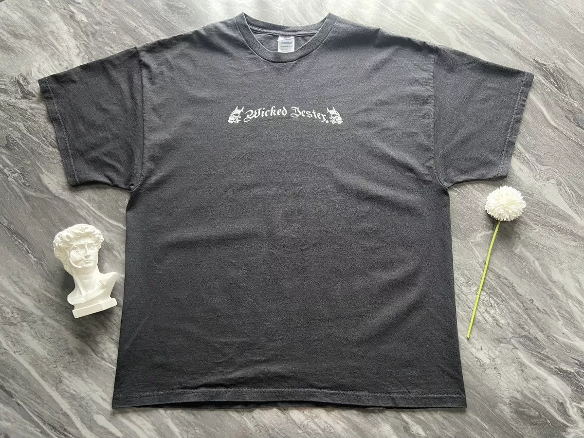 Designer Short Sleeve T Shirts Designer Wicked Jester : Triple Skull Devil Thorin 1999 2004 Black Streetwear