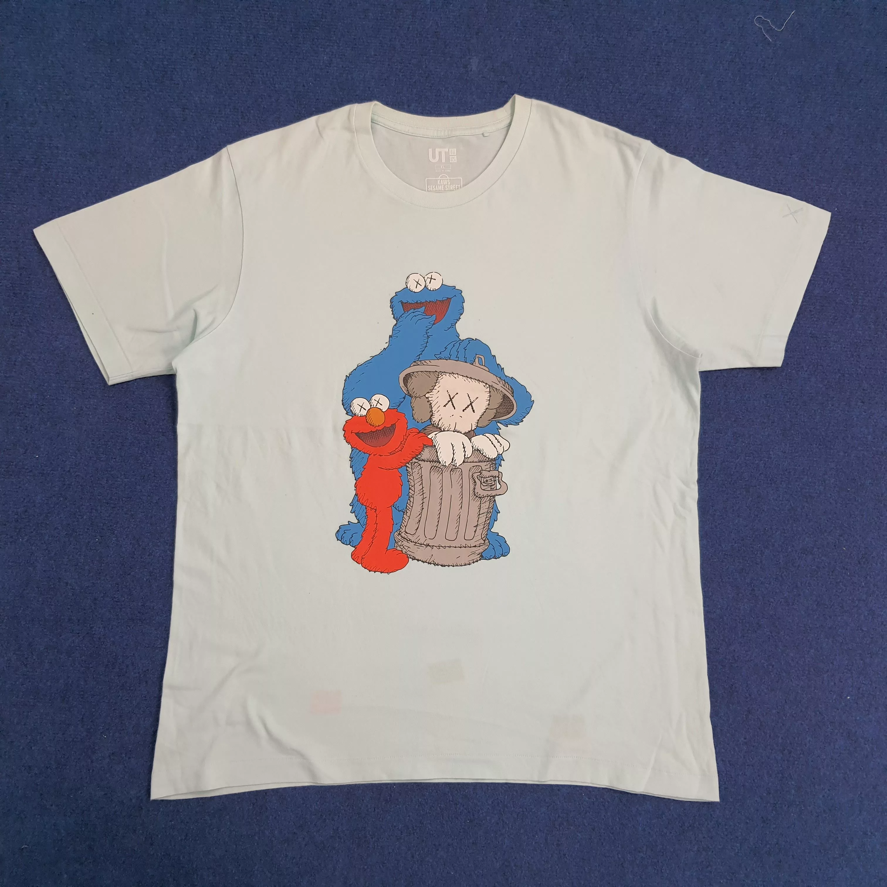 Kaws Short Sleeve T Shirts Kaws x Sasame Street T-shirt Blue