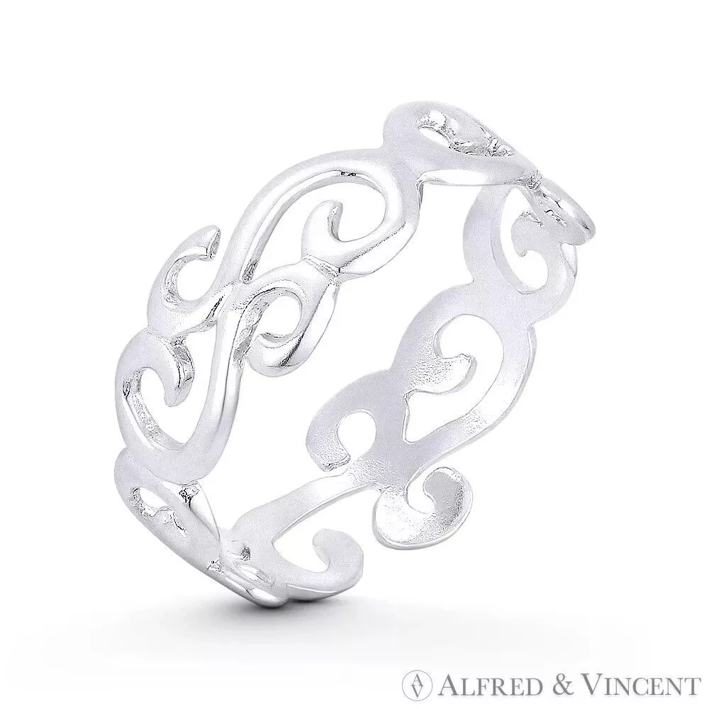 Other Rings Other Swirl Pattern "Wind Gust" Engraved Design Ring Silver
