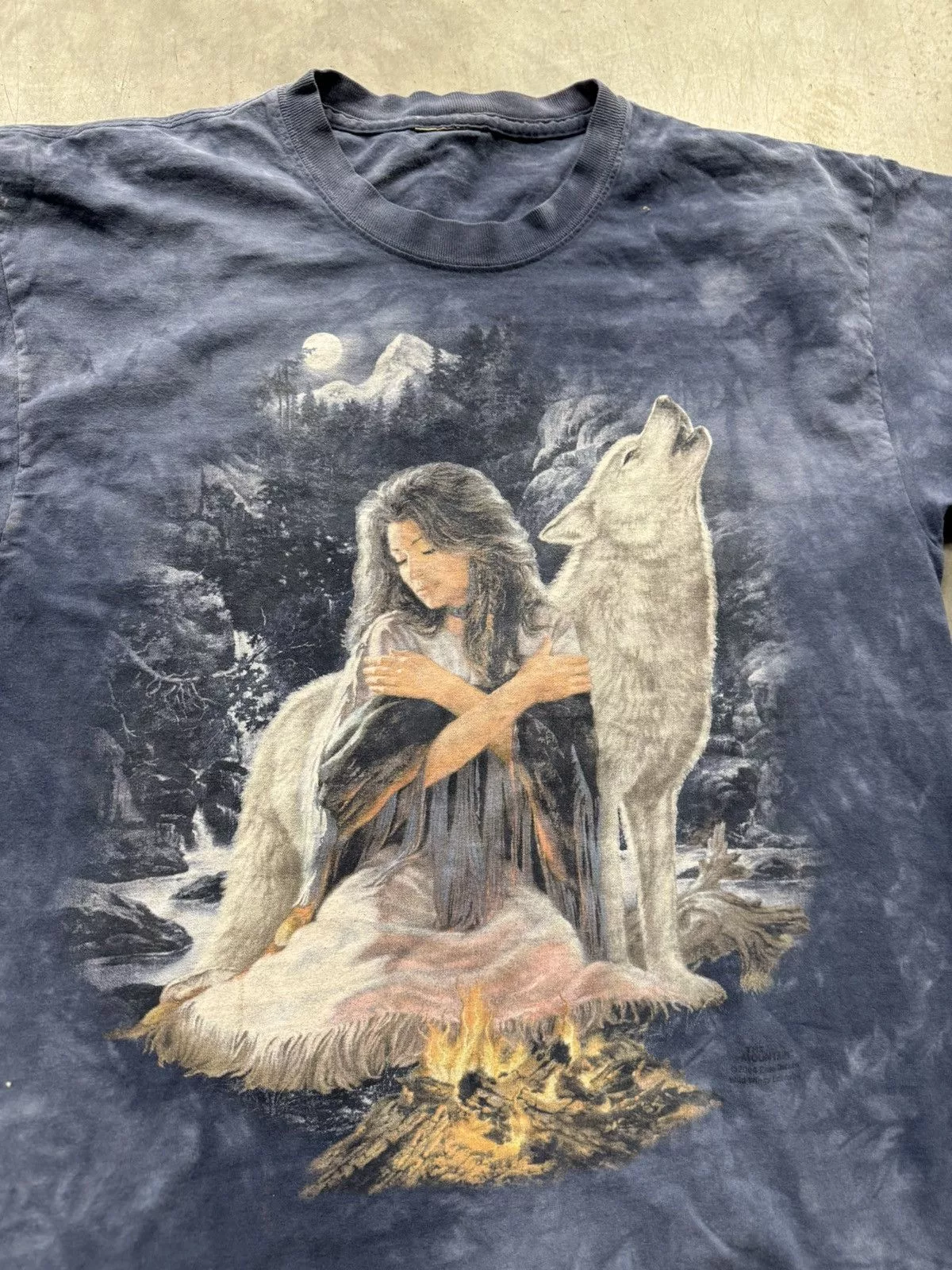 Vintage Short Sleeve T Shirts Vintage The Mountain Wolf Lady Nature Animal Twe Purple