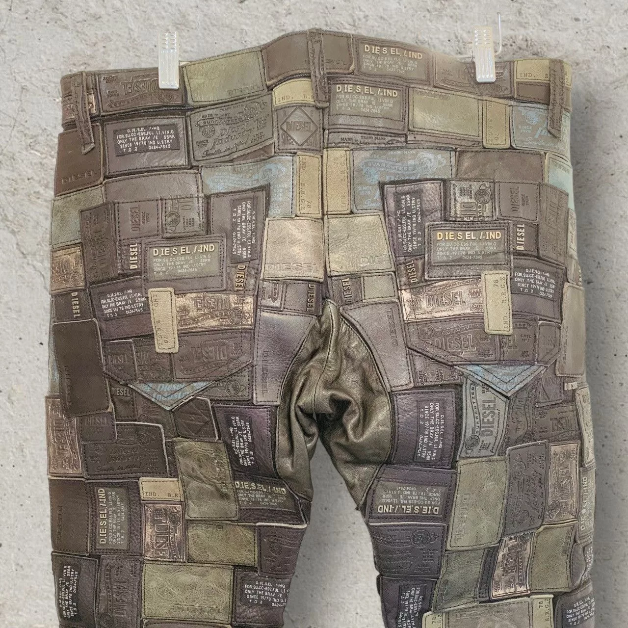 Diesel Casual Pants DIESEL Size 32 REBOOT Leather Patchwork Pants Black