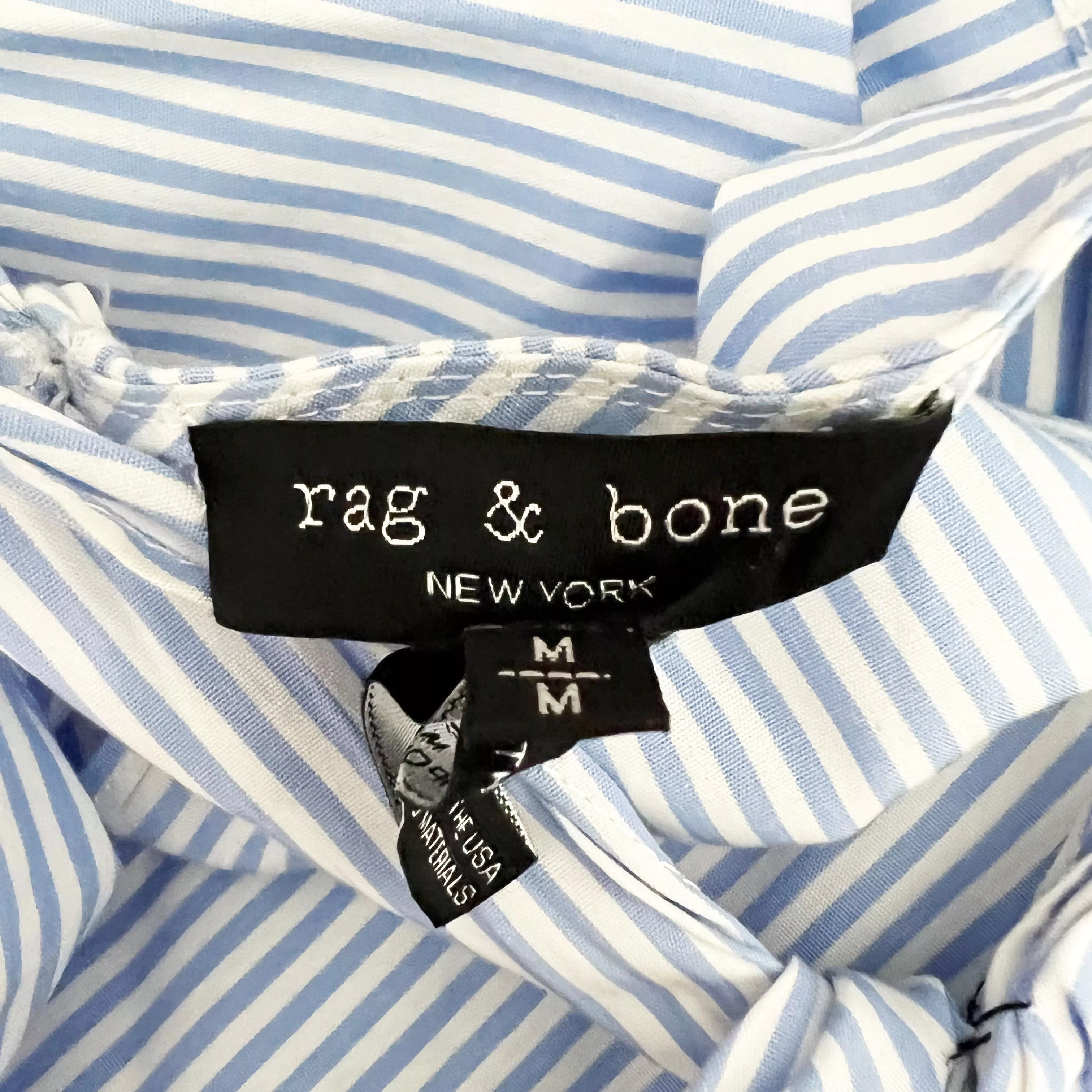 Rag & Bone Blouses Rag & Bone Cotton Poplin Blue White Pinstripe