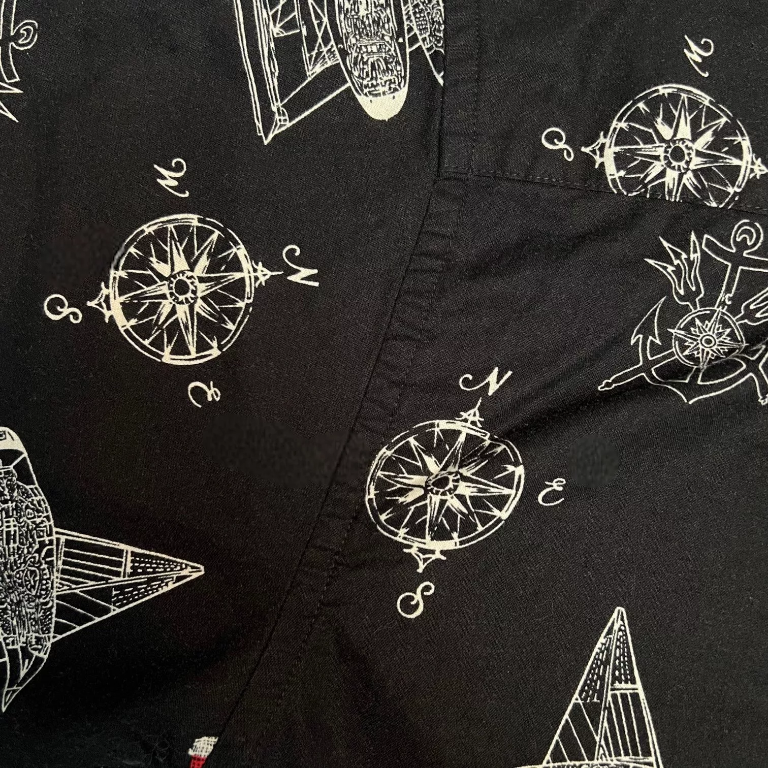 Puritan Shirts Button Ups Puritan Black Short Sleeve Button Up Shirt Boats and Compass