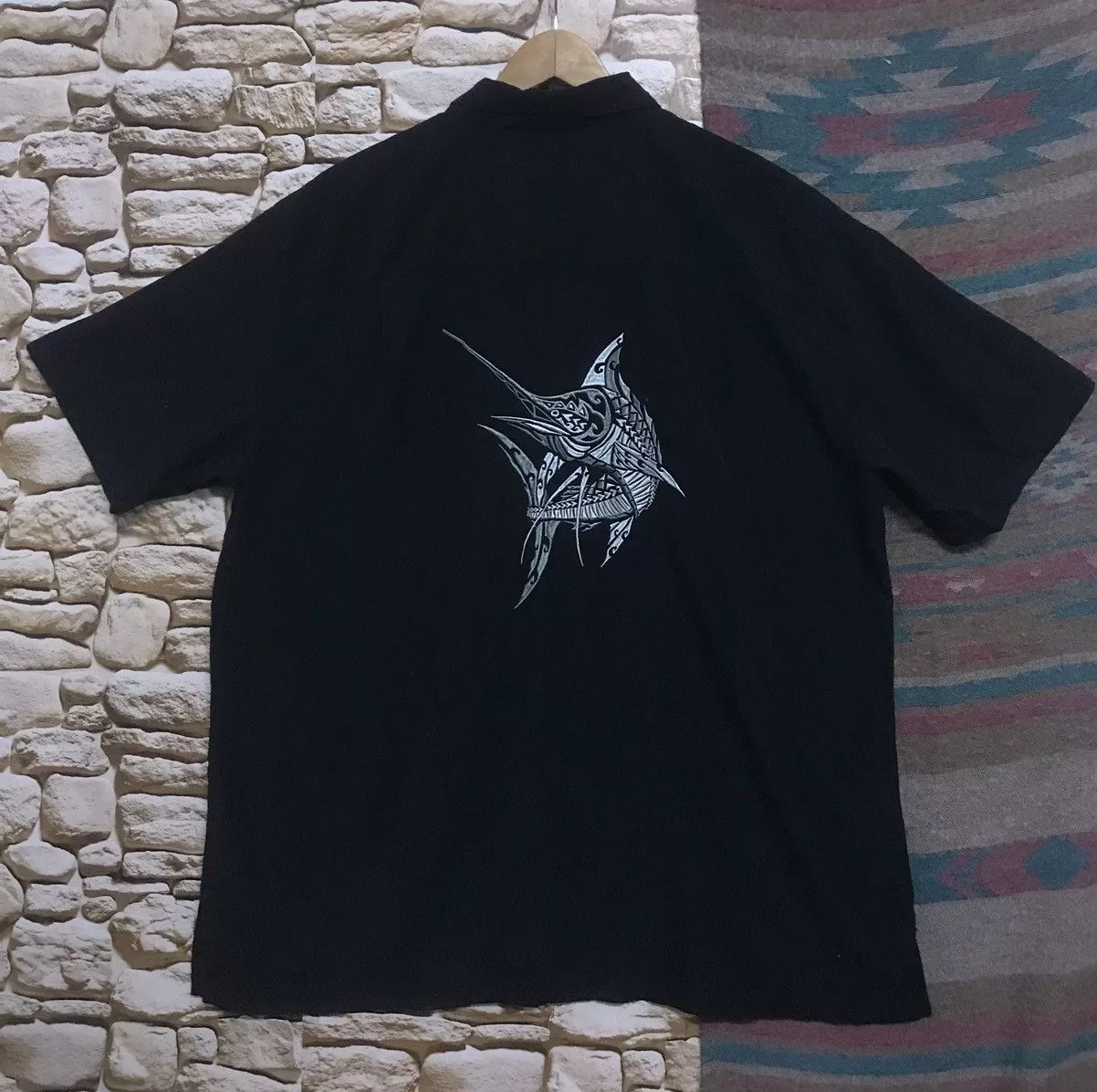 Other Shirts Button Ups Other Black Tip Marlin Embroidery Logo