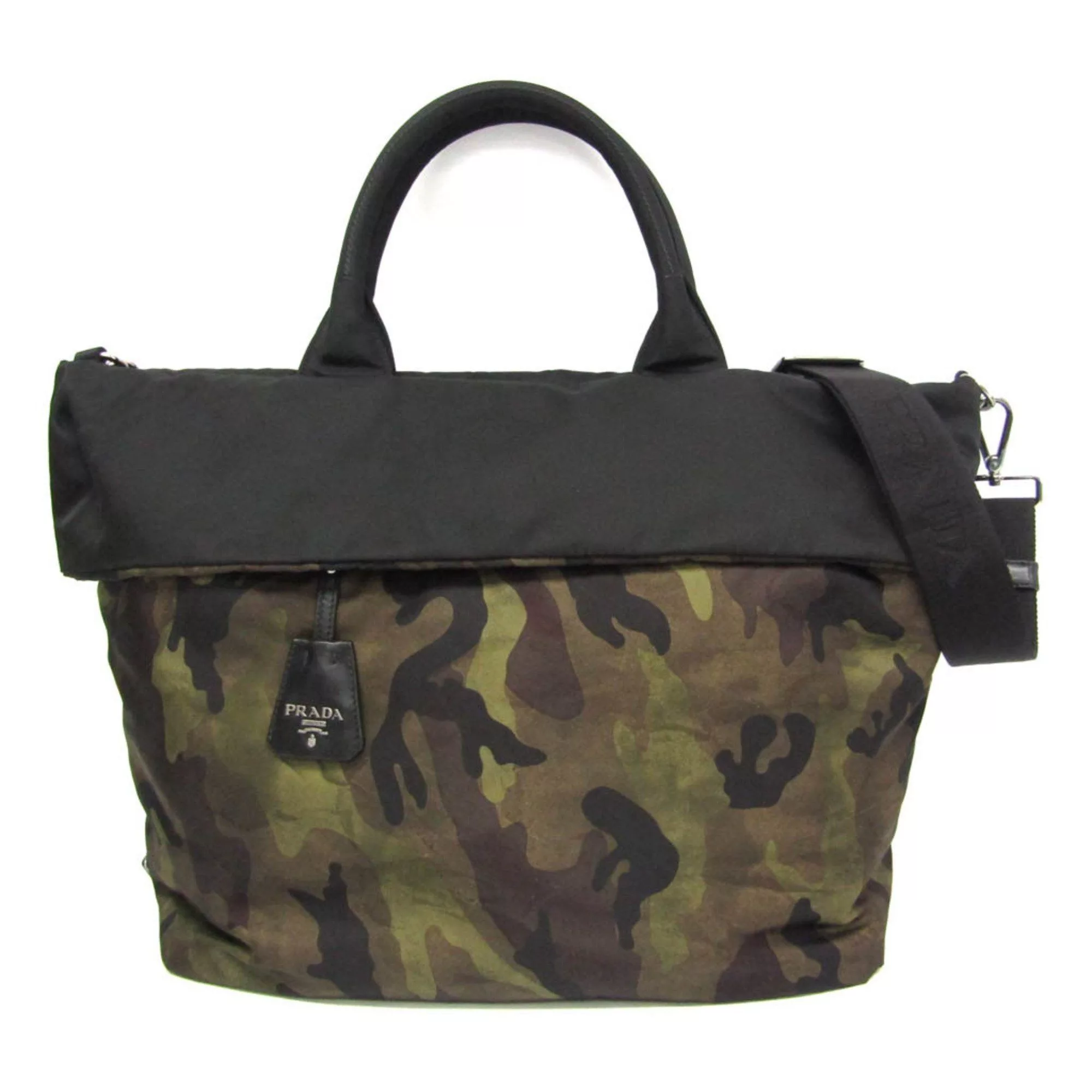 Prada Other Prada Reversible BR4521 Women's Nylon,Leather Handbag,Shoulder Bag Black,Khaki,Multi-color