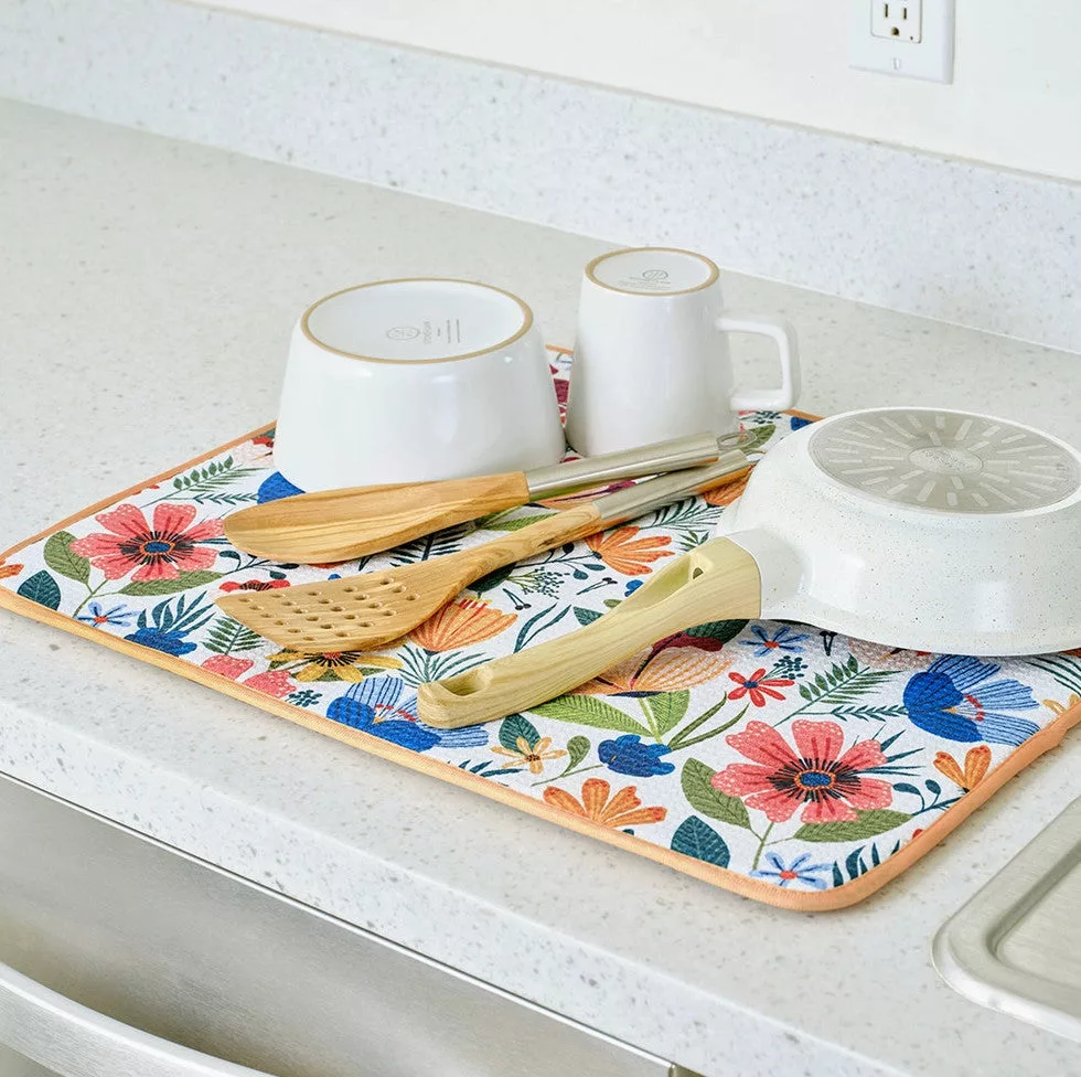Field of Flowers Microfiber Dish Drying Mats