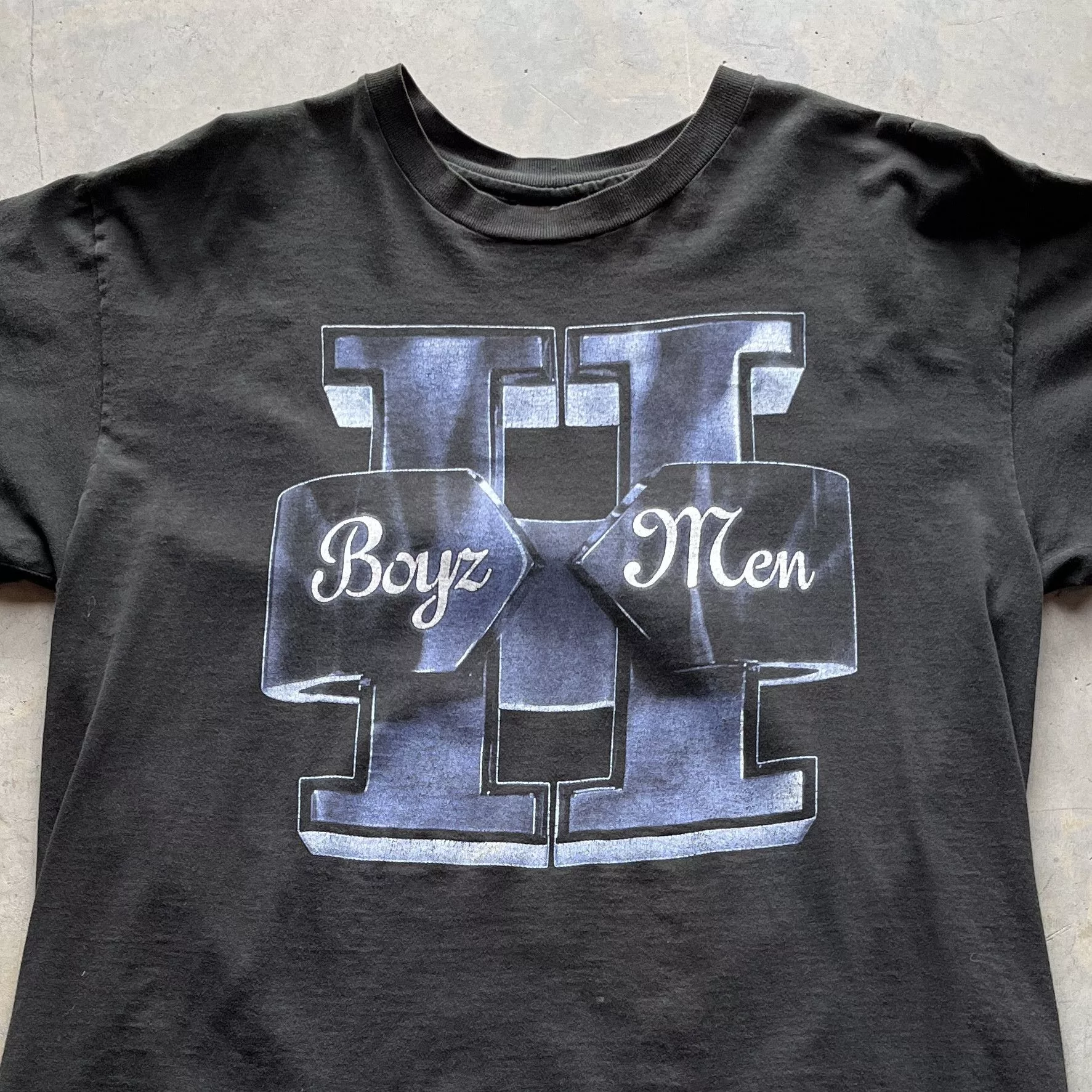 Vintage Short Sleeve T Shirts Vintage Boys Two Men Band Tee Black
