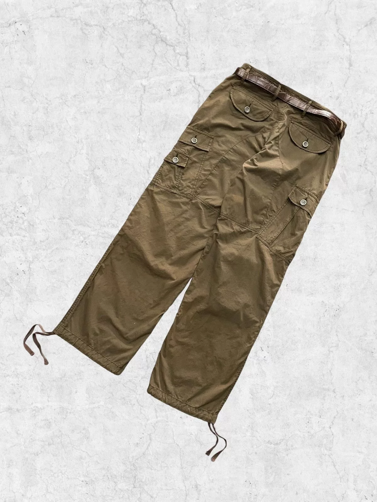 Japanese Brand Casual Pants Japanese Brand × Takeo Kikuchi × Vintage Takeo Kikuchi Japan Multi Pocket Cargo Pants With Belt Green