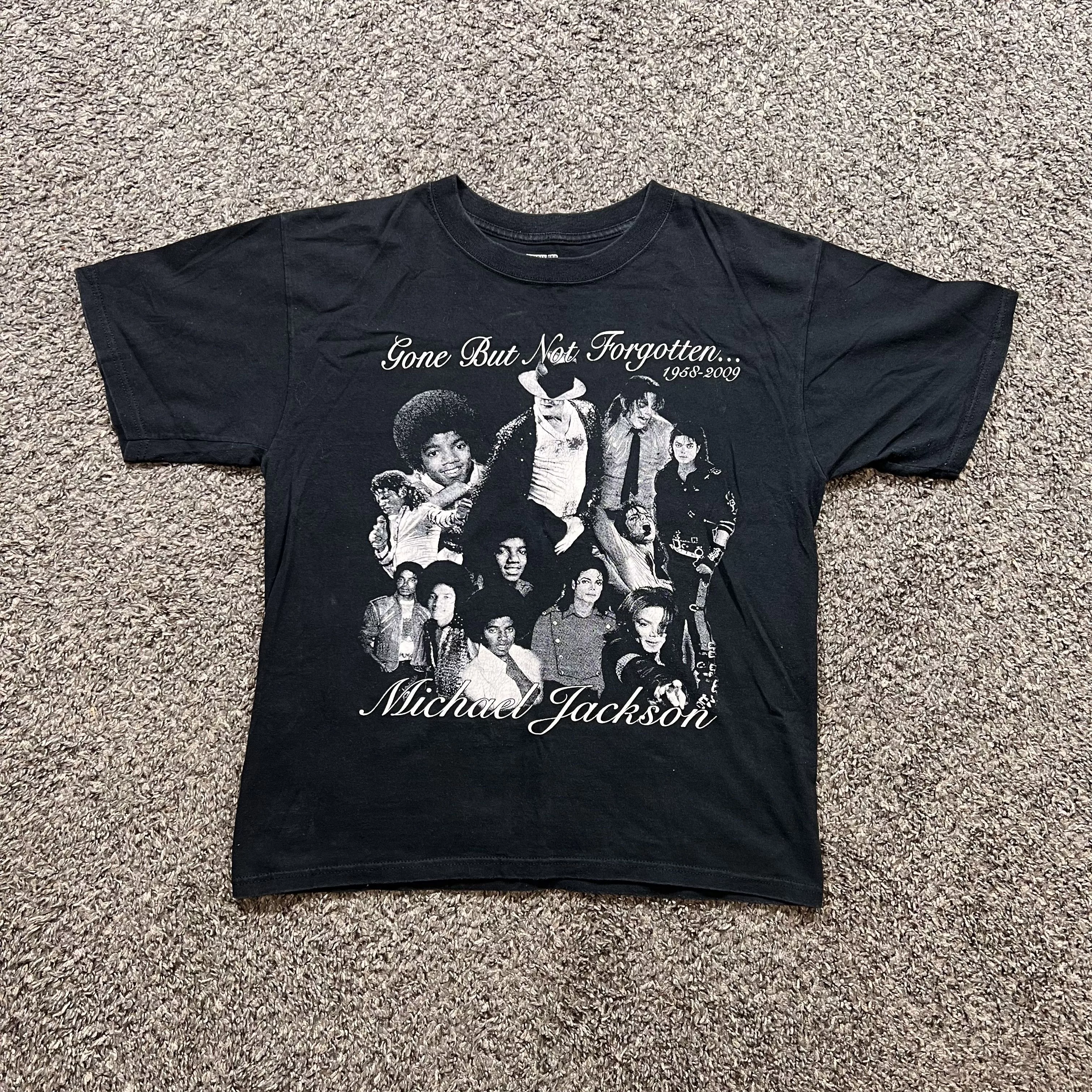 Michael Jackson Short Sleeve T Shirts Michael Jackson × Rap Tees 2009 Michael Jackson “Gone But Never Forgotten” T Shirt Gray Streetwear