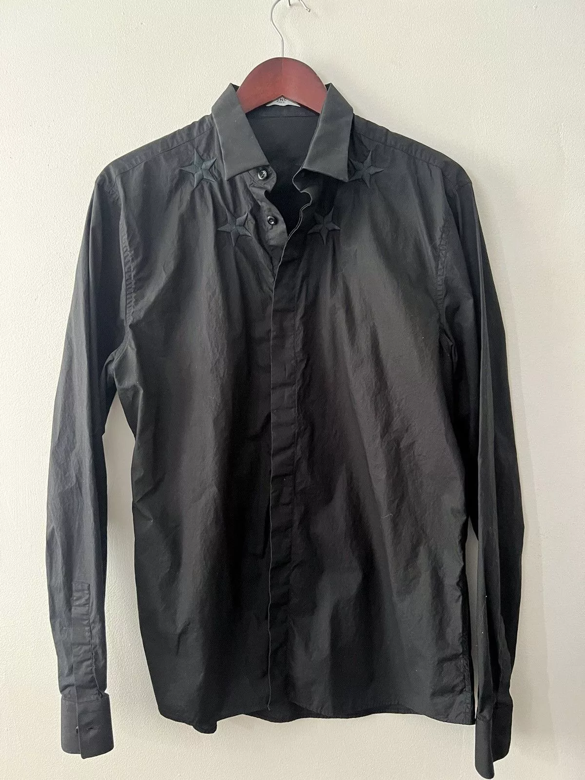 Givenchy Shirts Button Ups Givenchy Long Sleeve Star Embroidered Black