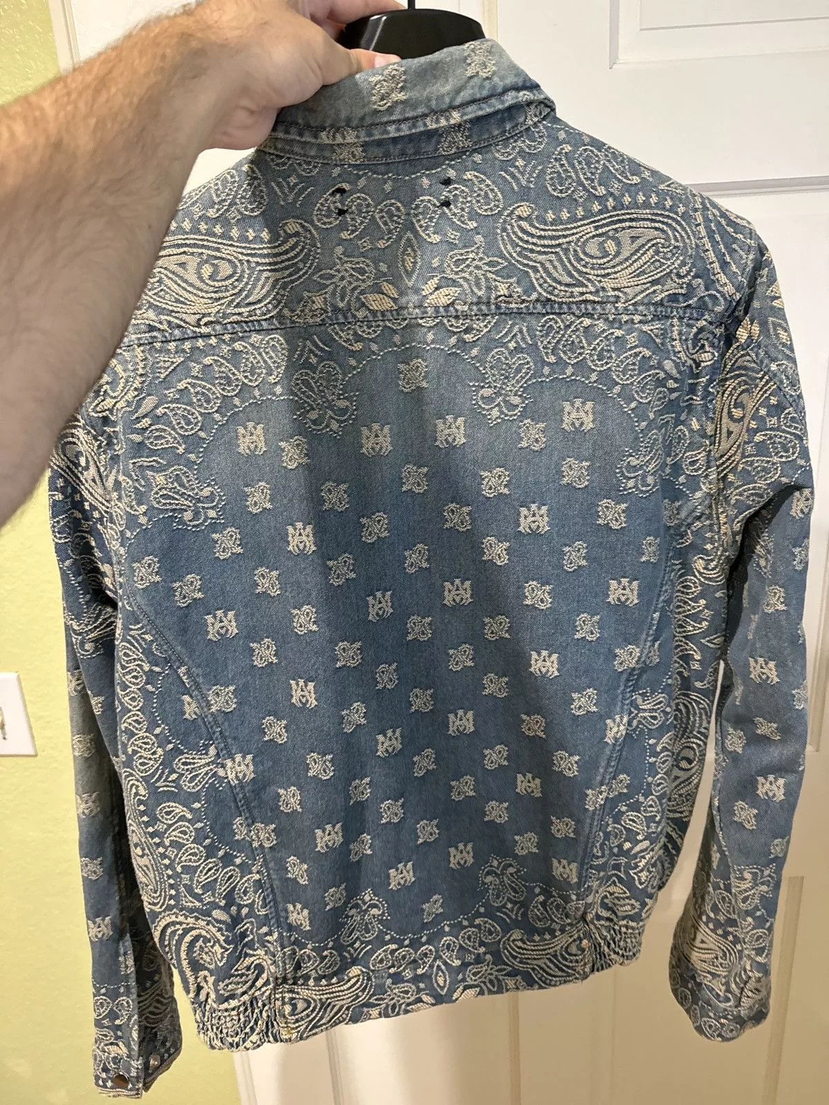 Amiri Denim Jackets Amiri Bandana Pattern Denim Jacket Blue