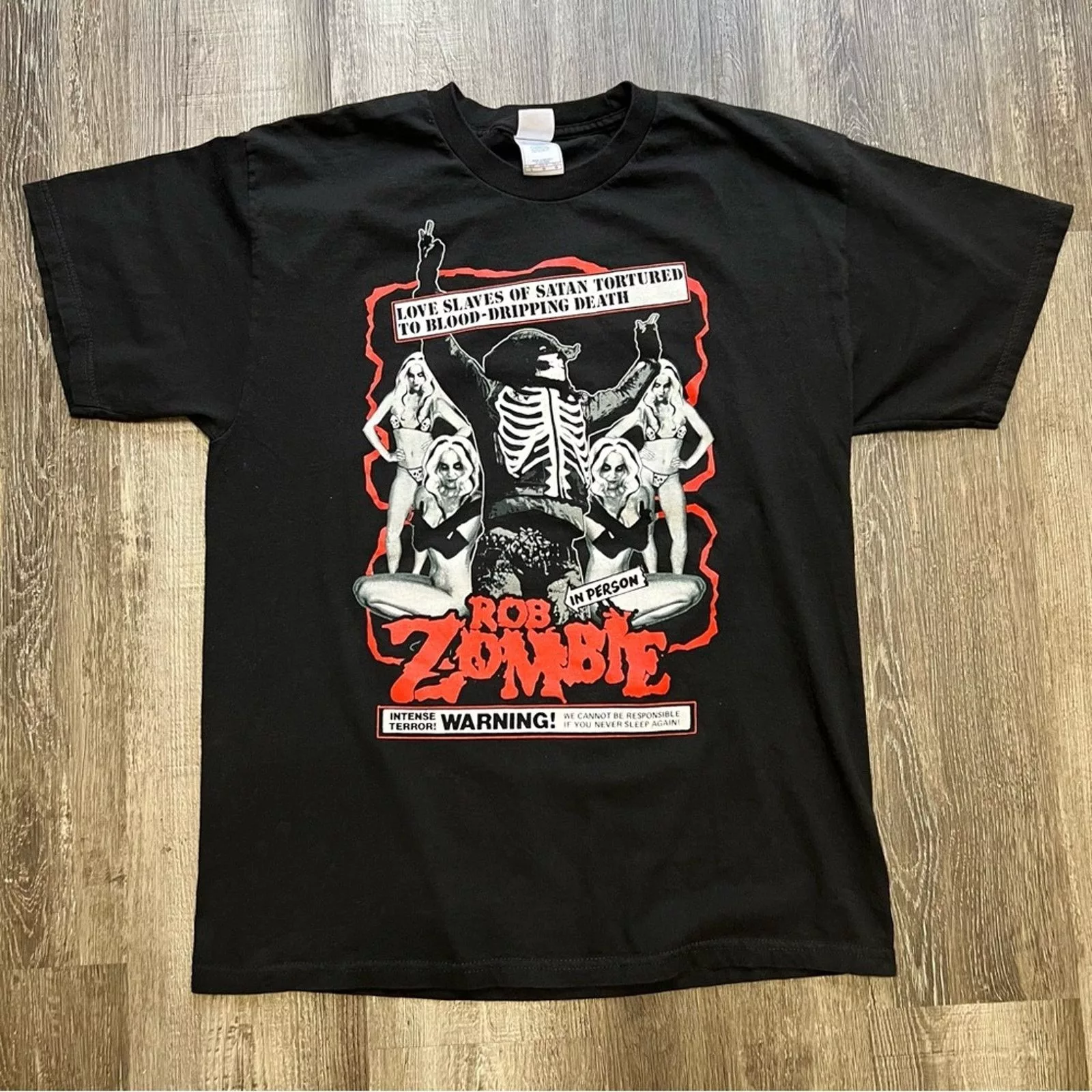 Vintage Short Sleeve T Shirts Vintage Rob Zombie Shirt L Black