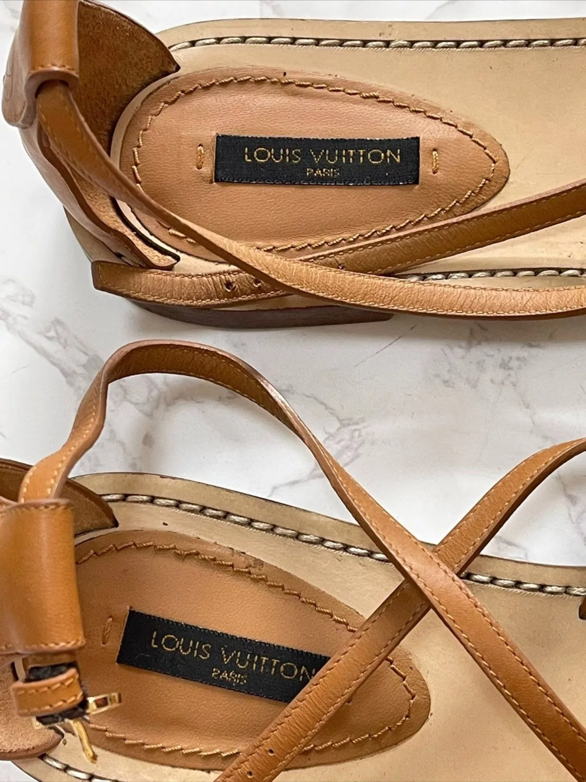 Louis Vuitton Sandals Louis Vuitton Gold Leather sandal Brown