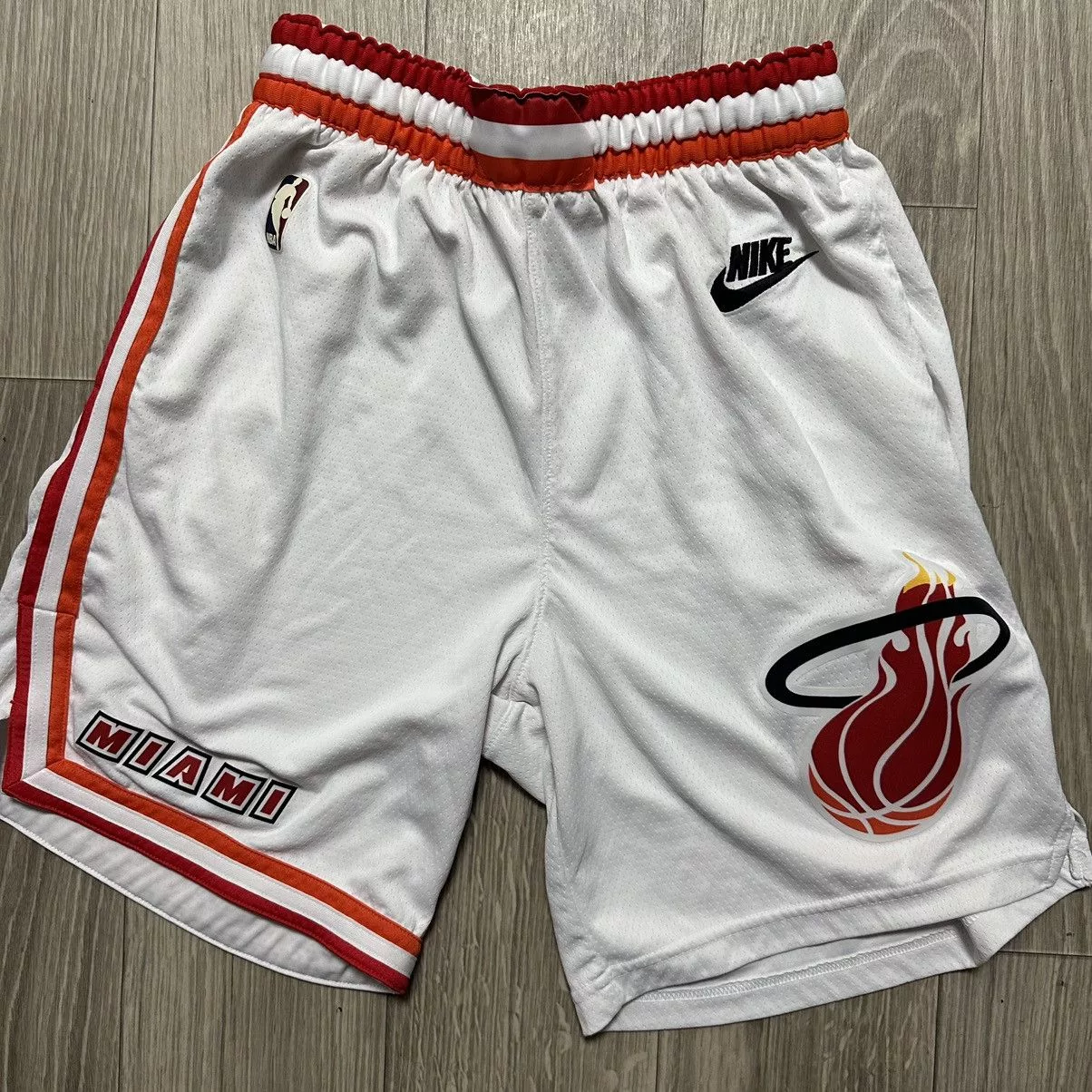 NBA Shorts NBA × Nike Authentic Miami Heat White Shorts Streetwear