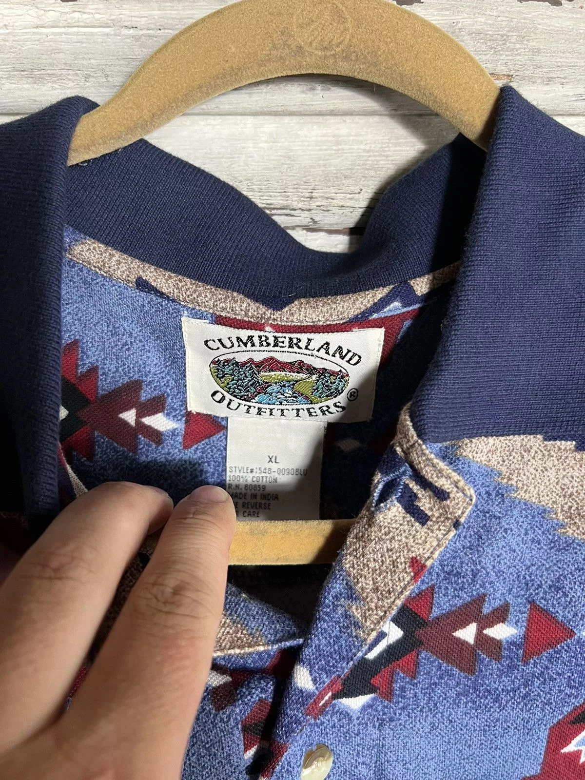 Vintage Polos Vintage Aztec AOP Polo Blue