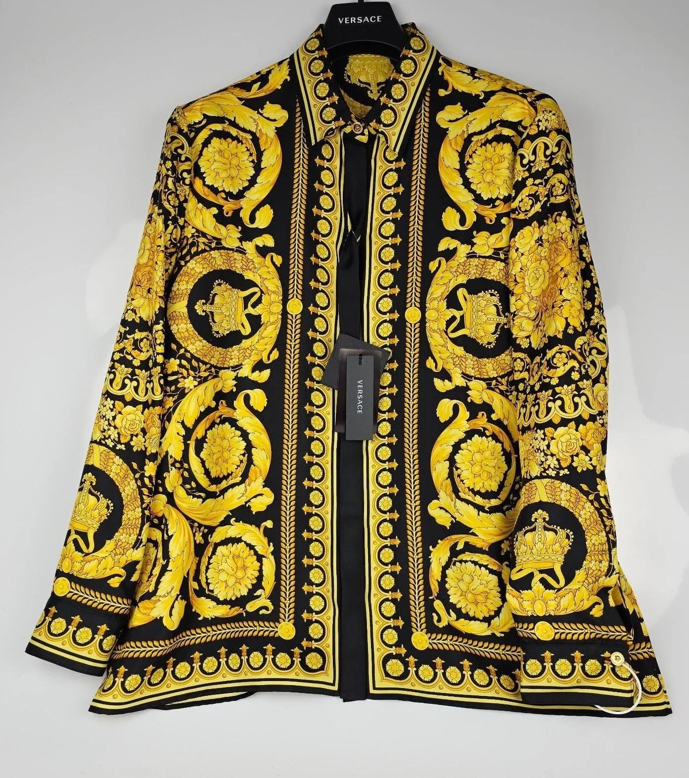 Versace Button Ups Versace Heritage Black And Gold Silk Shirt New IT46