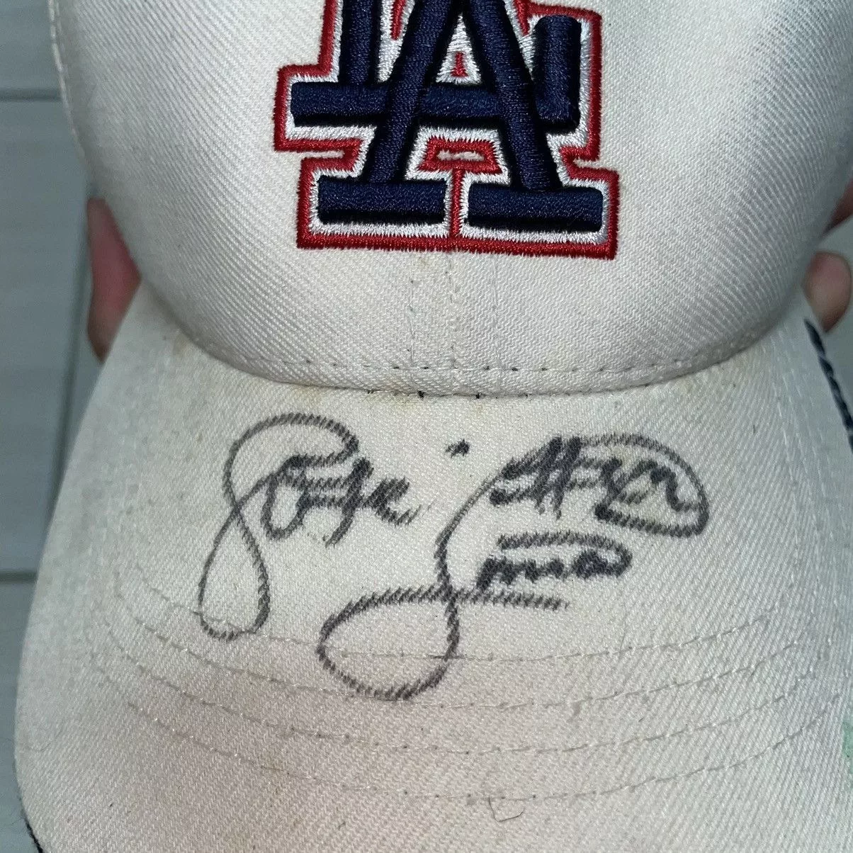 MLB Hats MLB Dodgers Jose Lima #42 Autographed Hat White