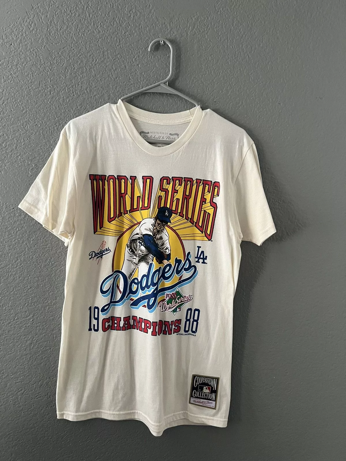 Mitchell & Ness Short Sleeve T Shirts Mitchell & Ness Dodger Graphic Tee Beige