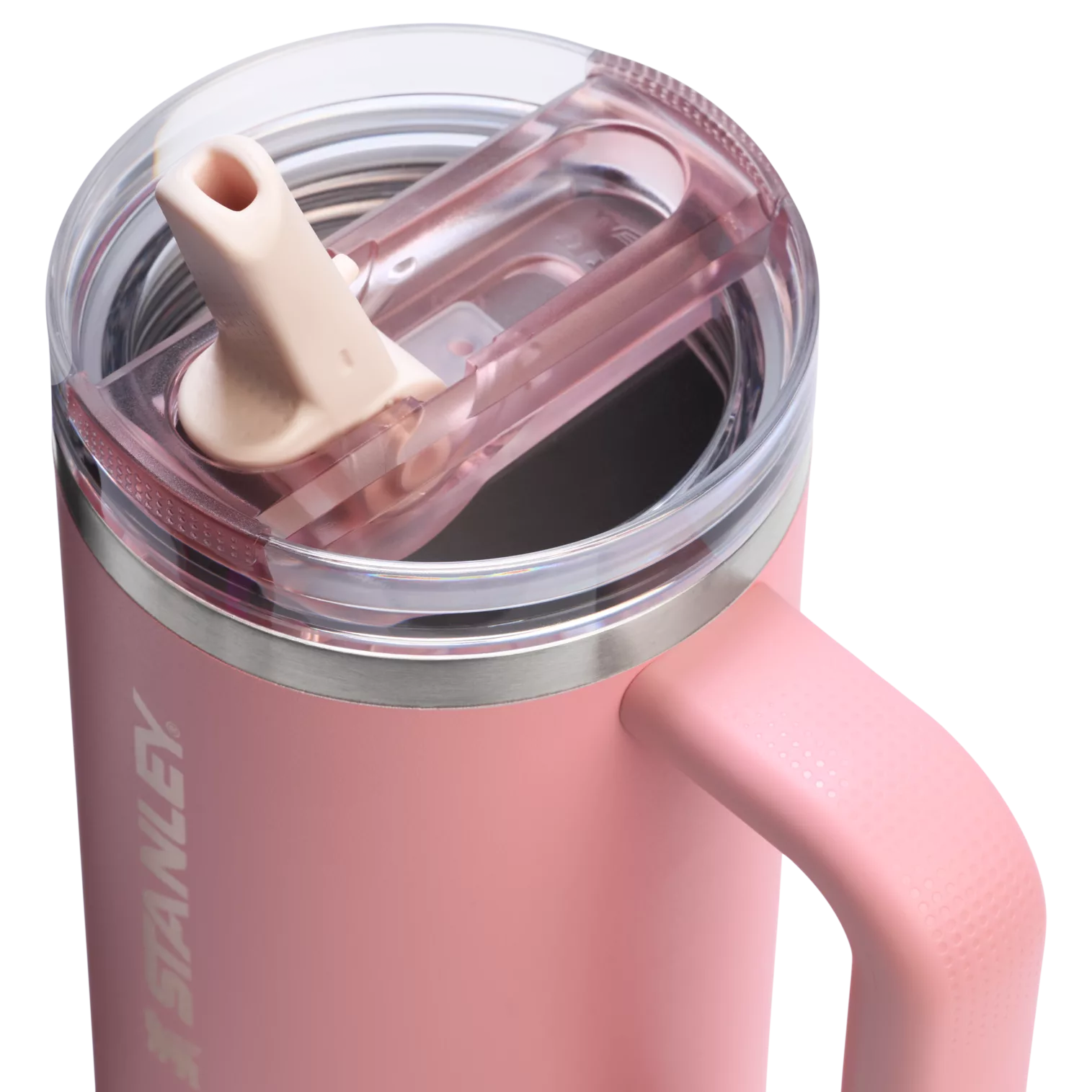 Stanley 30 OZ IceFlow Flip Straw Stainless Steel Tumbler In Pink Mesa