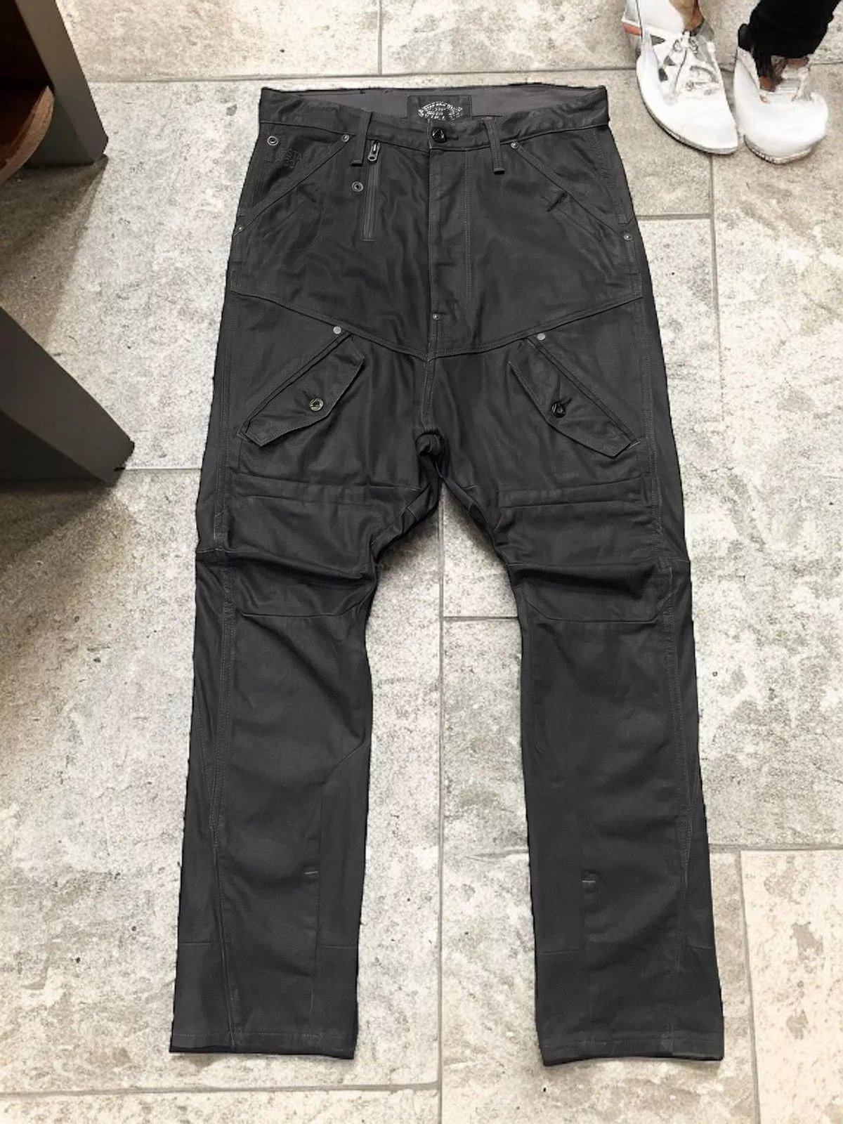14th Addiction Denim 14th Addiction × G-Star G star raw Waxed Scuba 5620 baggy massive pocket jeans Black