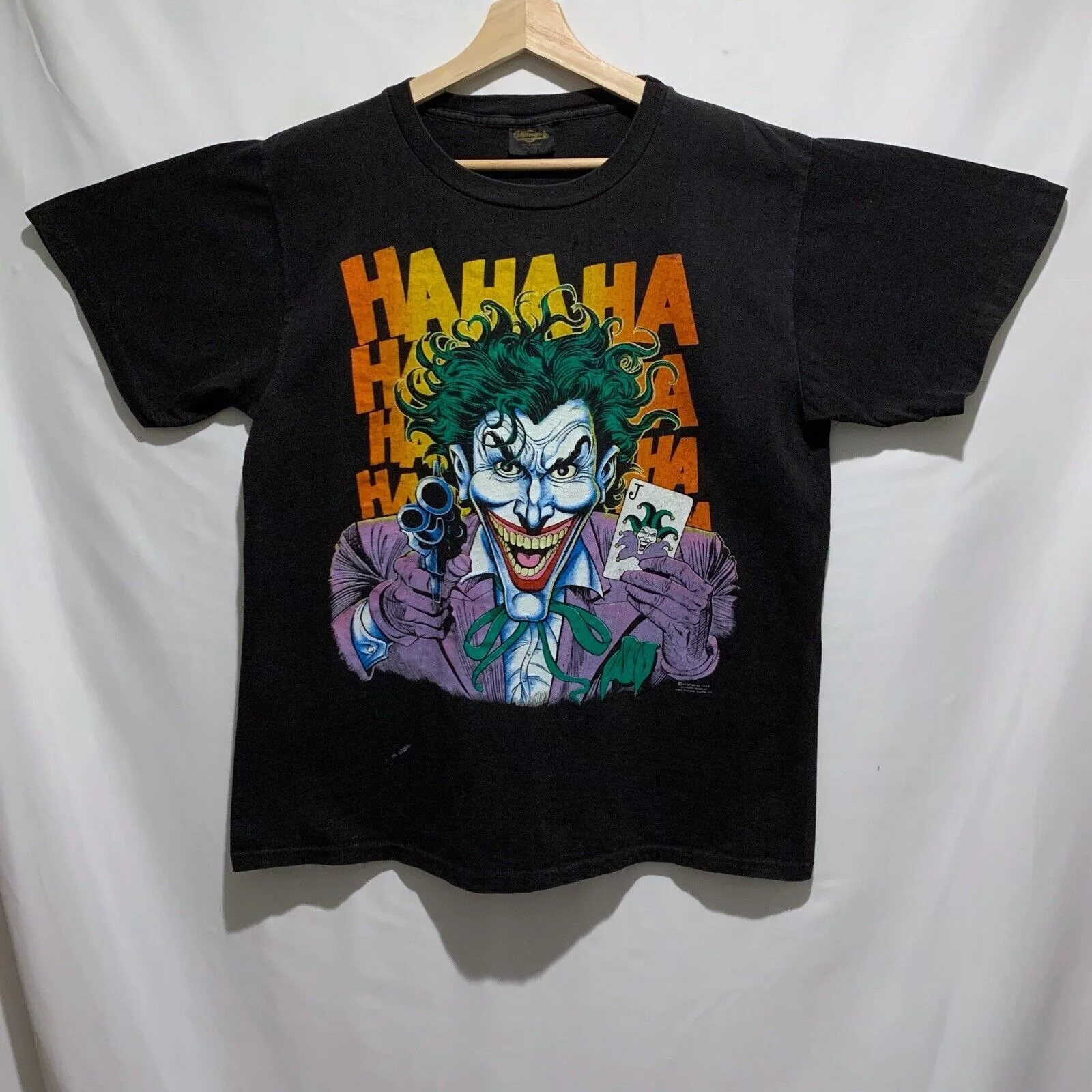 DC Comics Short Sleeve T Shirts DC Comics × Marvel Comics × Vintage Vintage 80s Joker DC Comics T Shirt Large Medium Black 1989