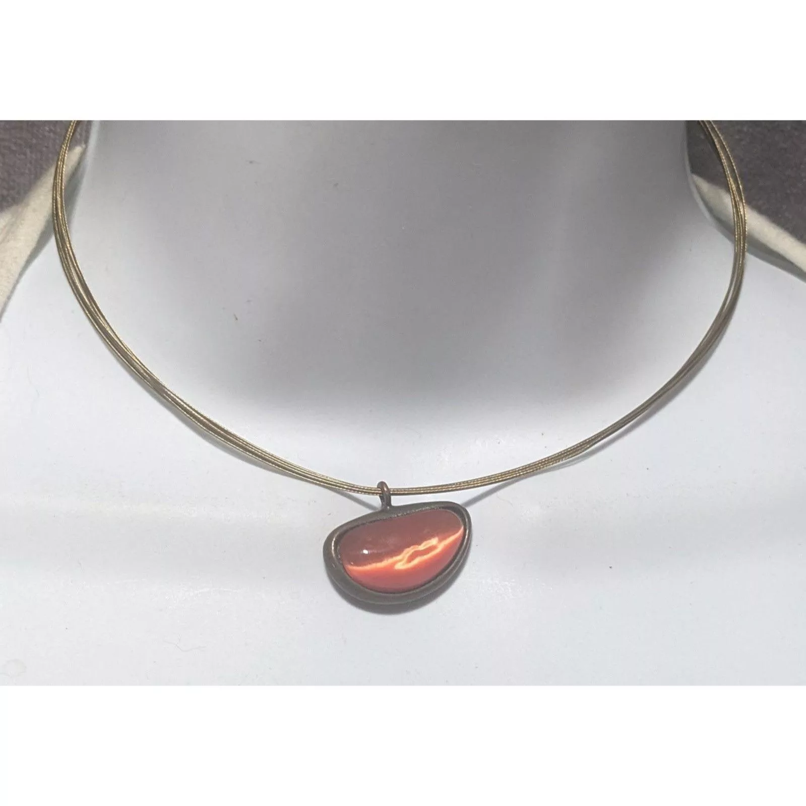 Other Necklaces Other Orange Glass Abstract Cateye Pendant Necklace