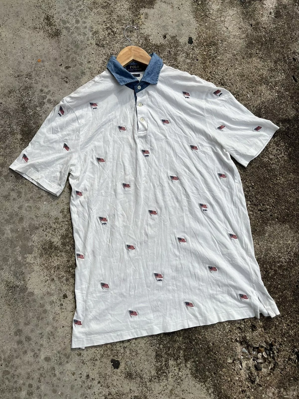Designer Polos Designer × Polo Ralph Lauren × Vintage Vintage Polo Ralph Lauren Button Up Full Print Tees White