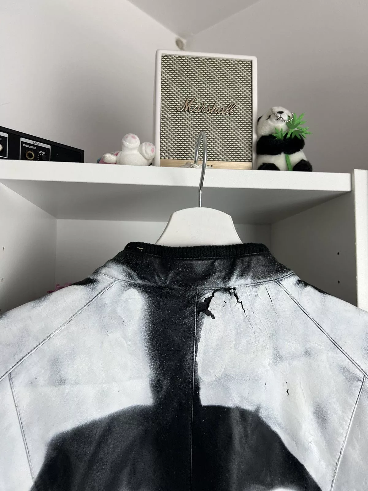 Other Leather Jackets Other Vintage Y2K Custom AOP faces eco leather bomber jacket L 90s Black