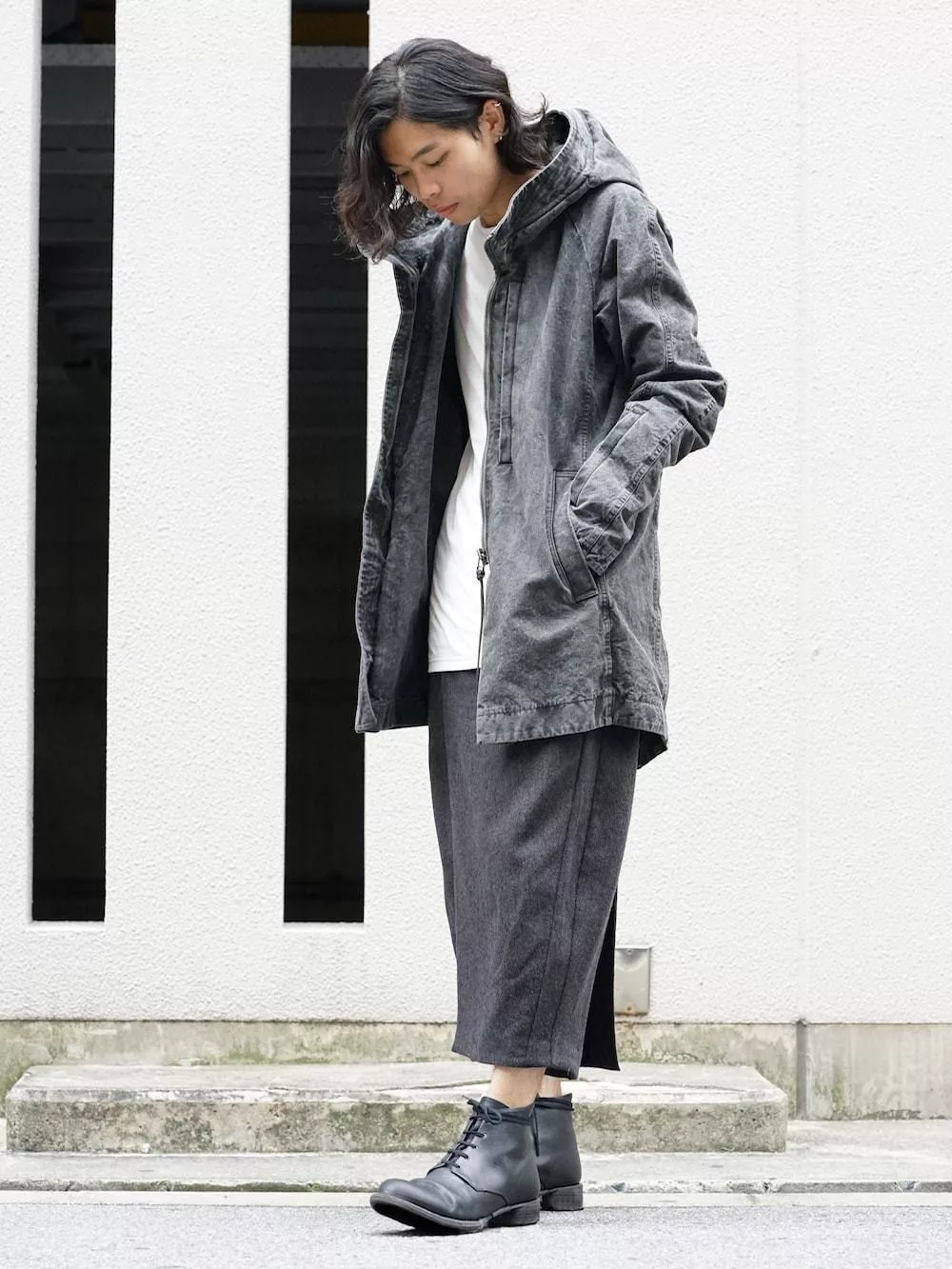 Devoa Casual Pants Devoa Wool Hakama Pants Black
