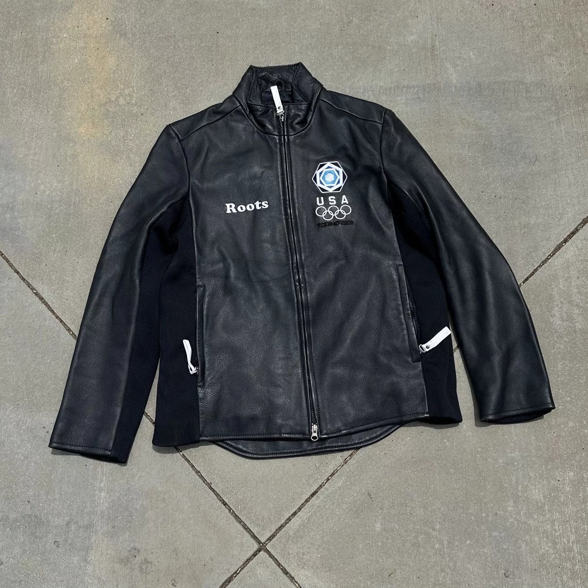 Roots Leather Jackets Roots × USA Olympics ROOTS 2009 OLYMPIC JACKET Black