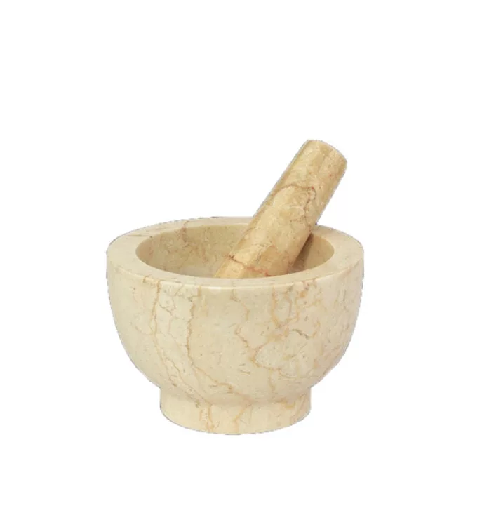Champagne Marble Mortar & Pestle