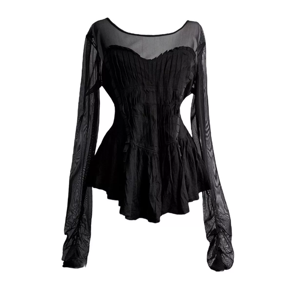 Japanese Brand Blouses Japanese Brand × Vintage Mesh ruffled blouse Black Avant-Garde