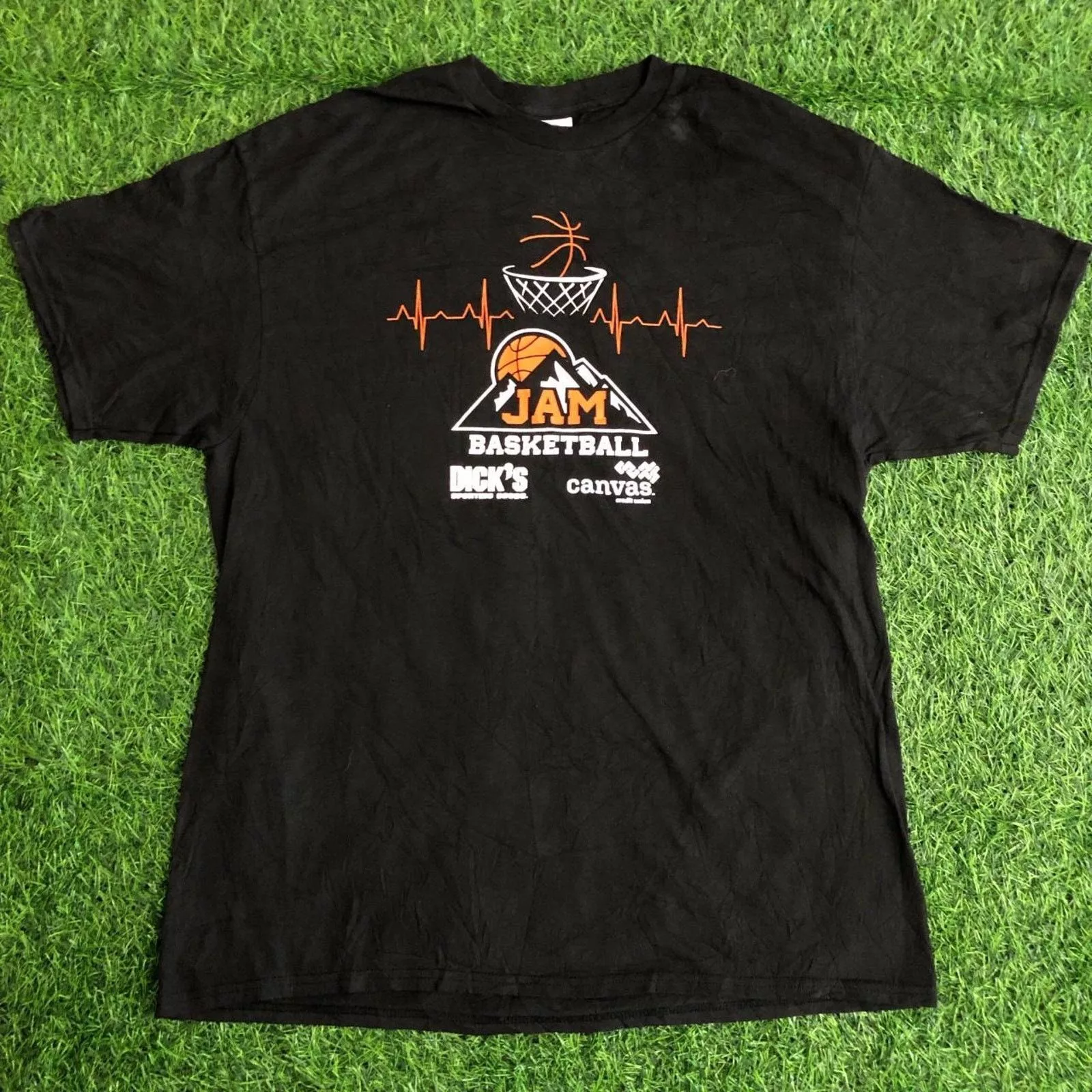 Delta Short Sleeve T Shirts Delta Men’s Black ‘Jam Basketball’ Graphic Tee