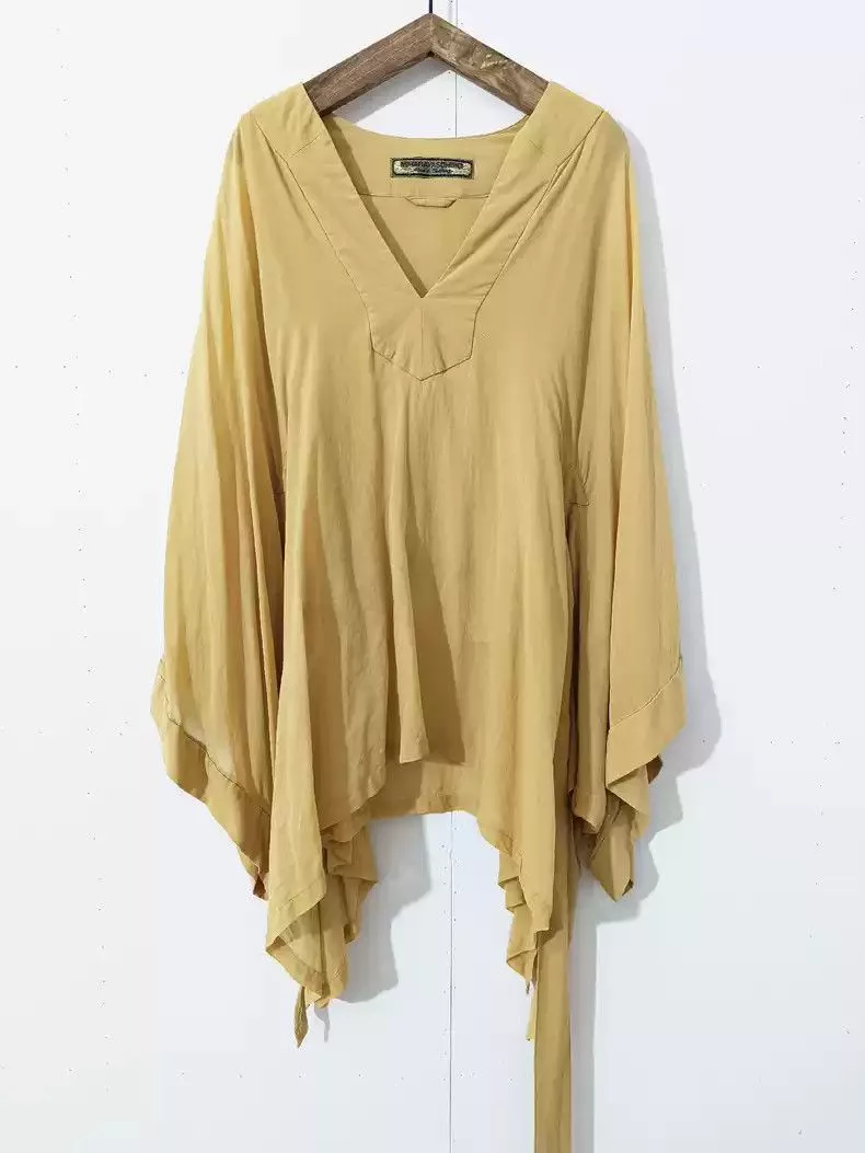 Maison MIHARA YASUHIRO Light Jackets Maison MIHARA YASUHIRO Mihara Yasuhiro's early bat sleeve cloak collarless belt coat Yellow